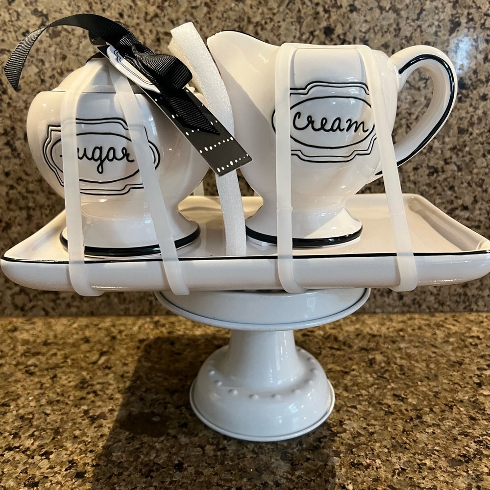 Rae Dunn Script Cream And Sugar Set